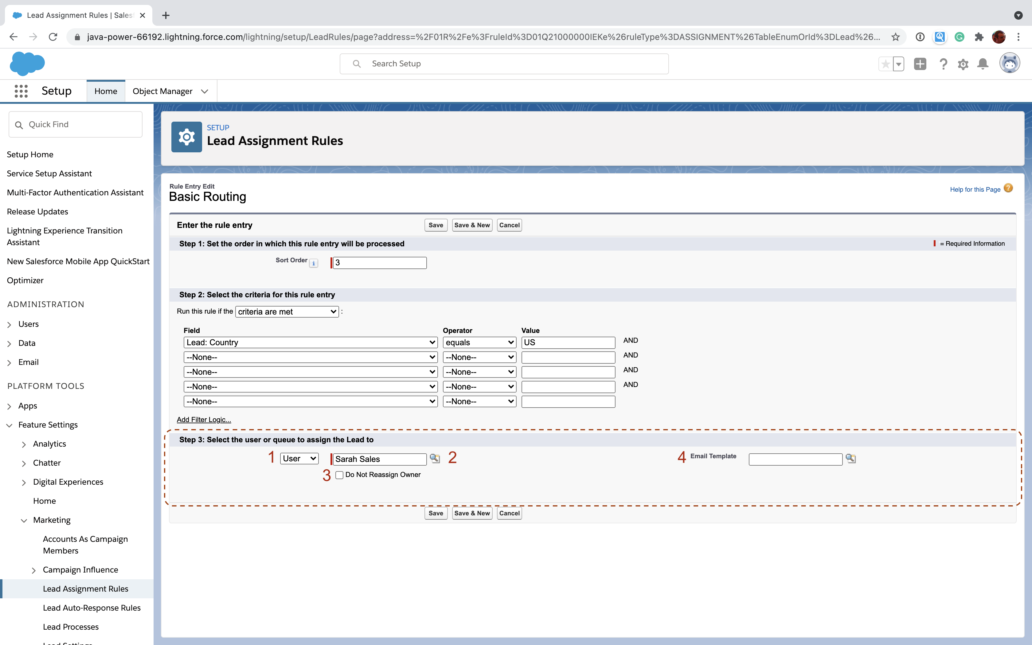 lead assignment rules record type